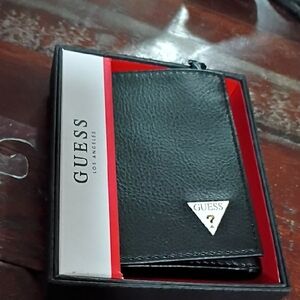 Mens Black Designer Guess Trifold Wallet